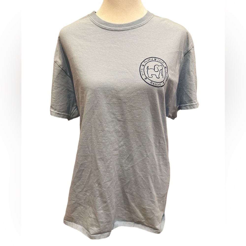 Puppy Love T-shirt. Small light blue.